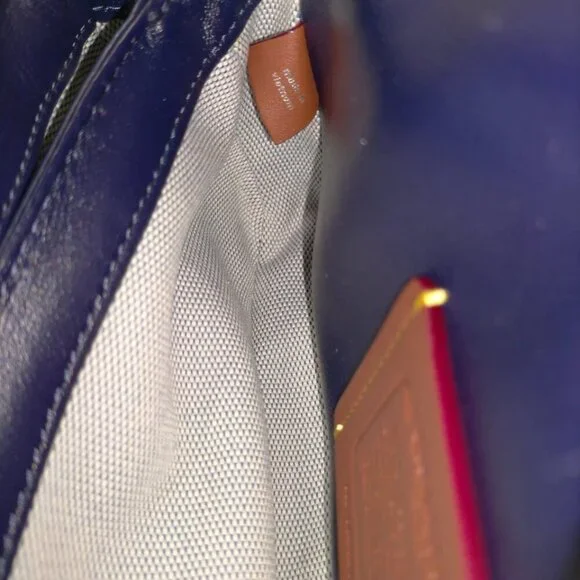 Coach Shoulder Bag Navy Blue Velvet 389-031525